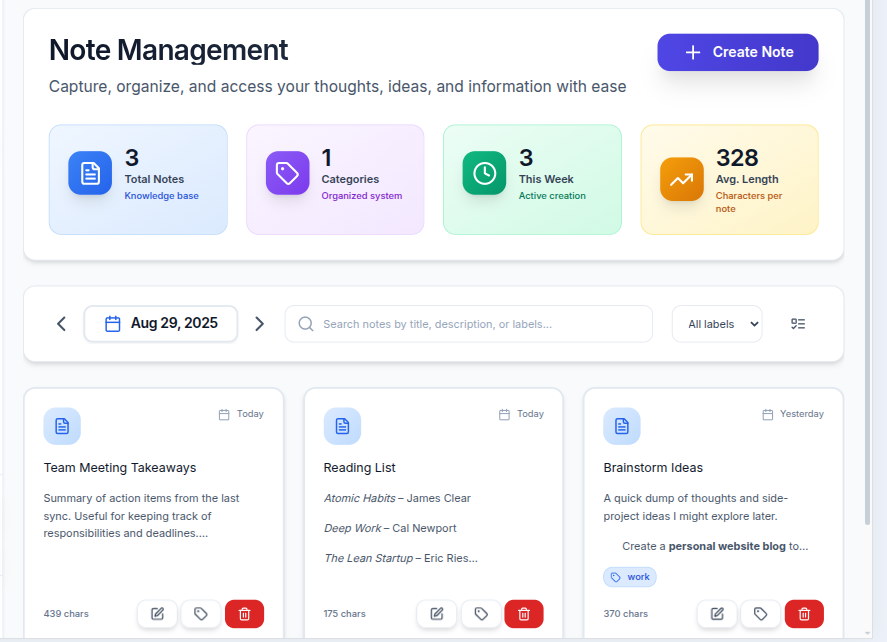 Linked Notes & Ideas System
